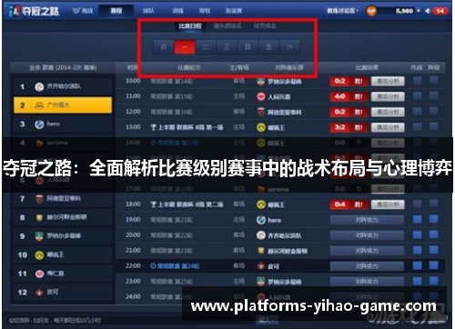 夺冠之路：全面解析比赛级别赛事中的战术布局与心理博弈
